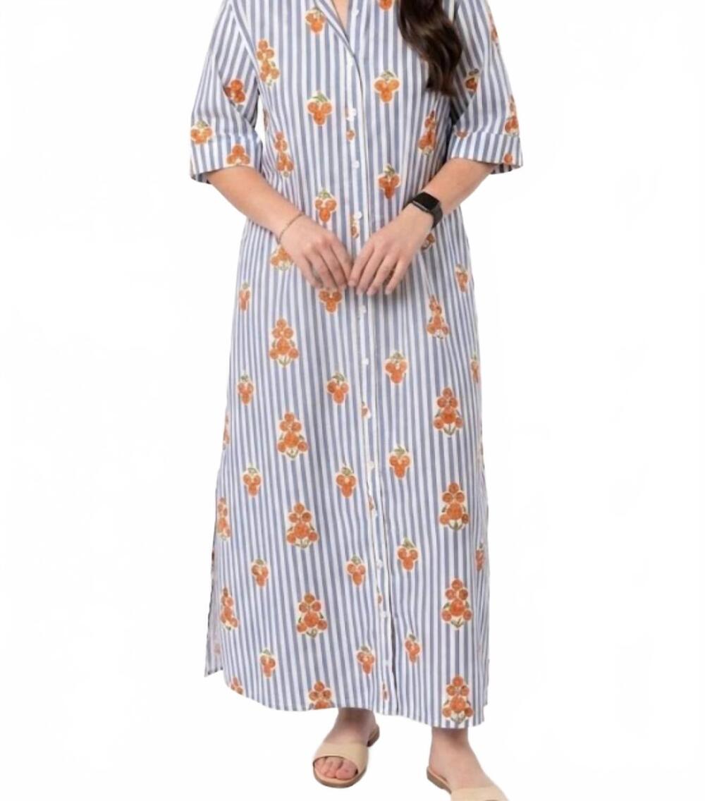 NEW BAILEY ROSE stripe floral maxi dress in blue/white